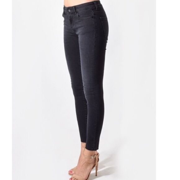 IRO Jeans THILA Designer High Waist Skinny Stretch Denim Raw hem Black Size 25 - Picture 8 of 15